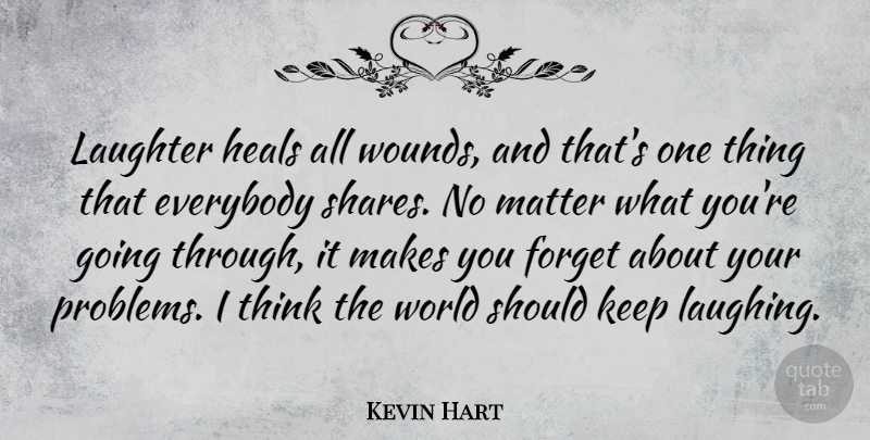 Kevin Hart Quote About Laughter, Thinking, Laughing: Laughter Heals All Wounds And...