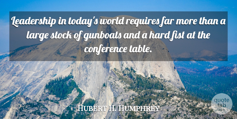 Hubert H. Humphrey Quote About Leadership, Fists, Tables: Leadership In Todays World Requires...