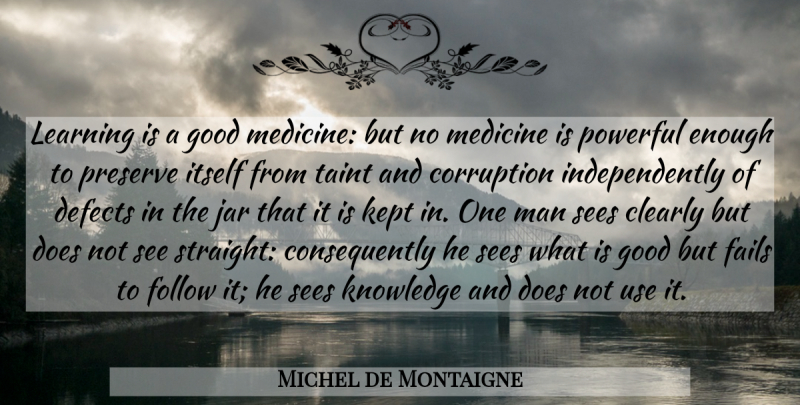 Michel de Montaigne Quote About Powerful, Educational, Men: Learning Is A Good Medicine...