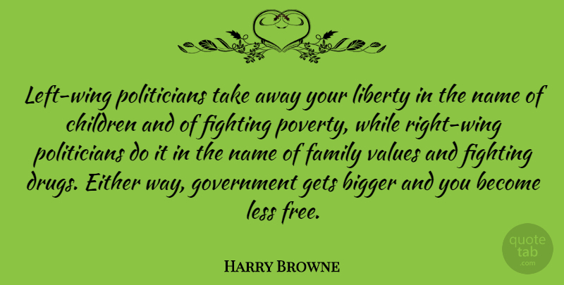 Harry Browne Quote About Children, Fighting, Government: Left Wing Politicians Take Away...