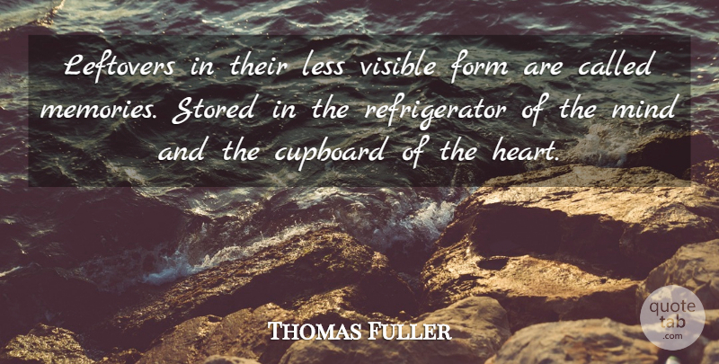 Thomas Fuller Quote About Memories, Heart, Mind: Leftovers In Their Less Visible...