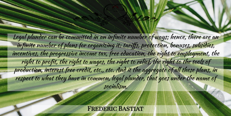 Frederic Bastiat Quote About Names, Free Education, Numbers: Legal Plunder Can Be Committed...