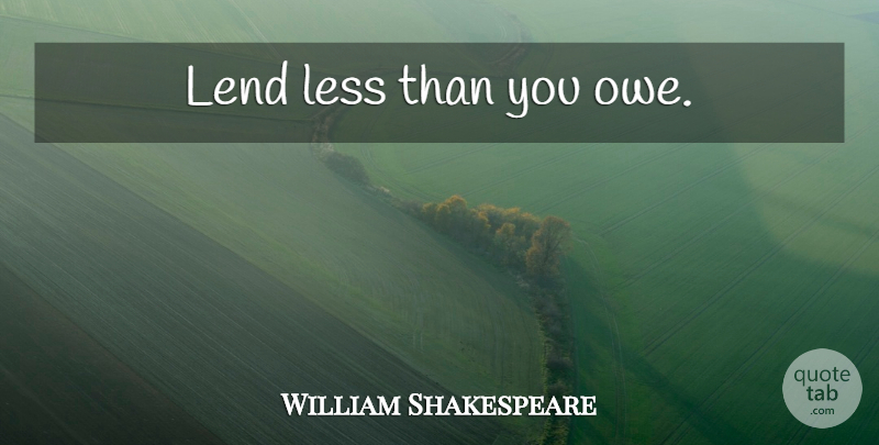 William Shakespeare Quote About undefined: Lend Less Than You Owe...