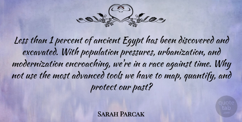 Sarah Parcak Quote About Advanced, Against, Ancient, Discovered, Egypt: Less Than 1 Percent Of...