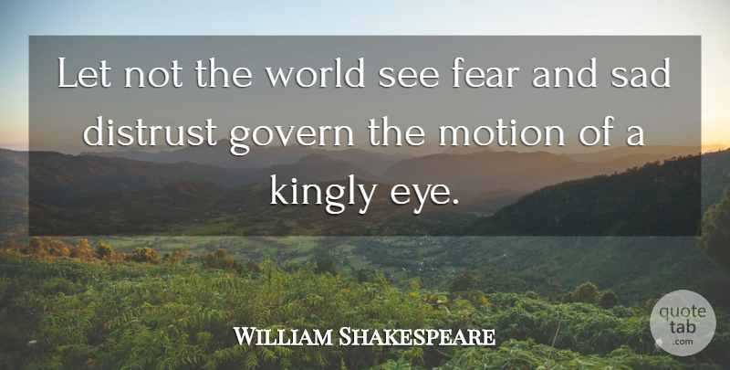 William Shakespeare Quote About Eye, World, Distrust: Let Not The World See...