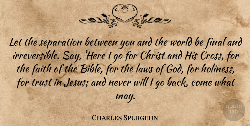 Charles Spurgeon Quote About Jesus, Law, Finals: Let The Separation Between You...