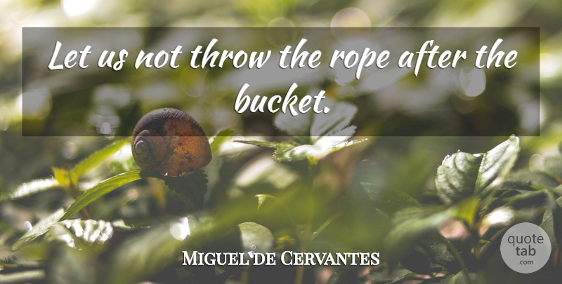 Miguel de Cervantes Quote About Buckets, Rope, Prudence: Let Us Not Throw The...