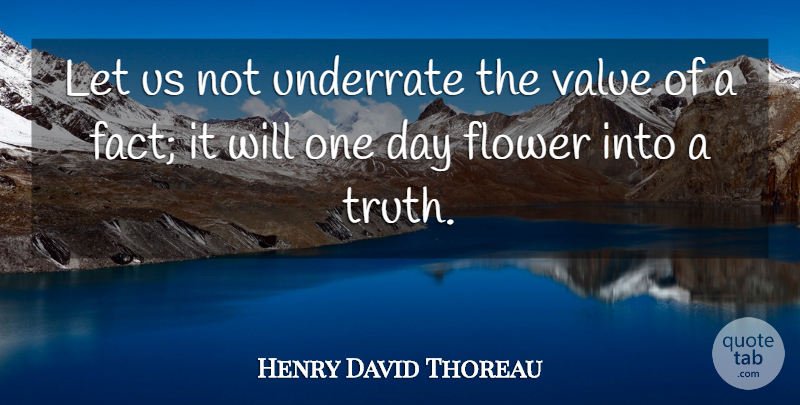Henry David Thoreau Quote About Truth, Flower, One Day: Let Us Not Underrate The...