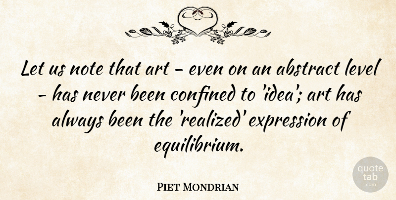Piet Mondrian Quote About Art, Confined, Level, Note: Let Us Note That Art...