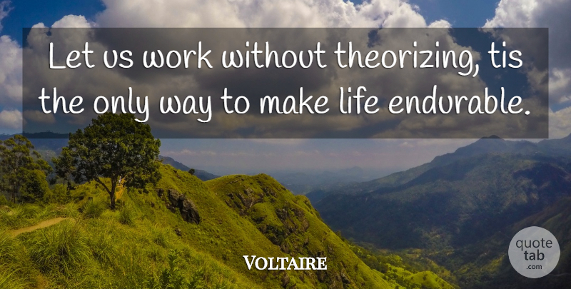 Voltaire Quote About Funny, Life, Work: Let Us Work Without Theorizing...