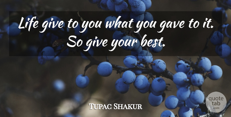 Tupac Shakur Quote About Thug, Giving: Life Give To You What...