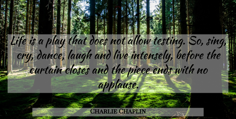 Charlie Chaplin Quote About Play, Laughing, Pieces: Life Is A Play That...