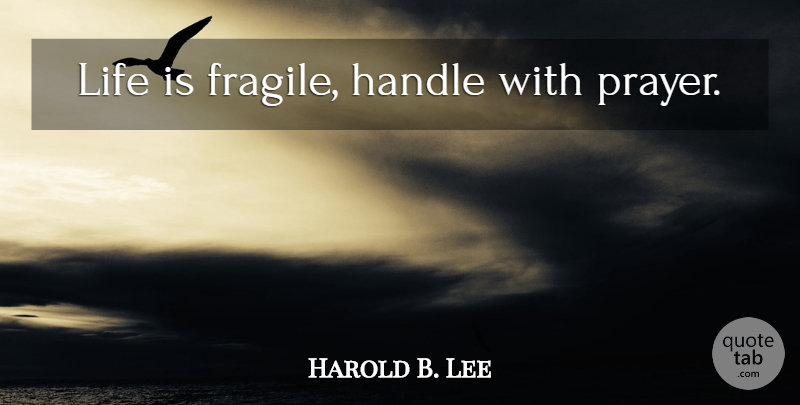 Harold B. Lee Quote About Prayer, Life Is, Handle: Life Is Fragile Handle With...