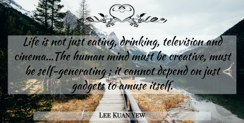 Lee Kuan Yew Quote About Drinking, Self, Creative: Life Is Not Just Eating...