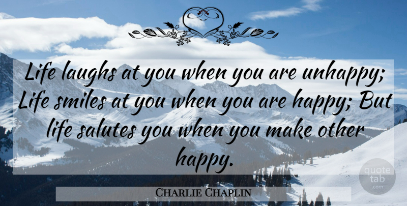 Charlie Chaplin Quote About Life, Good Morning, Make Others Happy: Life Laughs At You When...