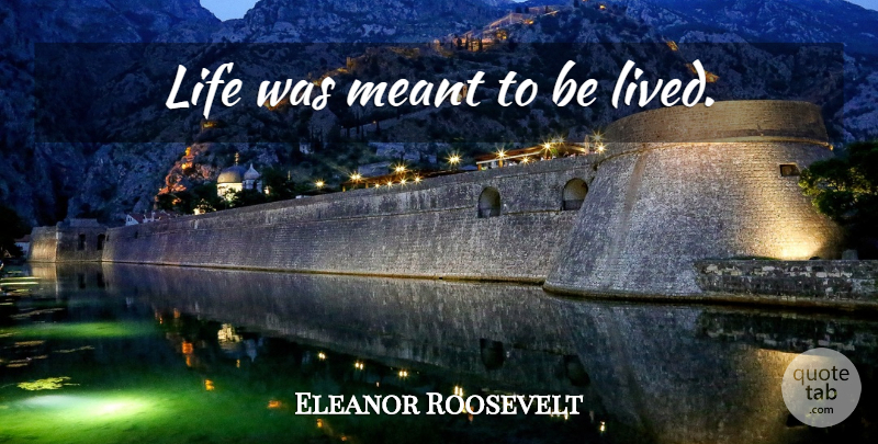 Eleanor Roosevelt Quote About Inspirational Life, Were Meant To Be, Meant To Be: Life Was Meant To Be...