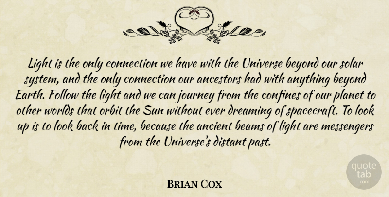 Brian Cox Quote About Dream, Past, Journey: Light Is The Only Connection...