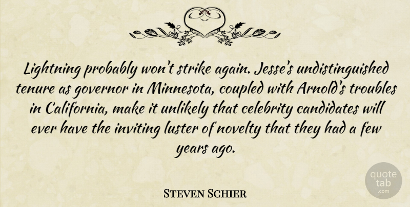 Steven Schier Quote About Candidates, Celebrity, Few, Governor, Inviting: Lightning Probably Wont Strike Again...