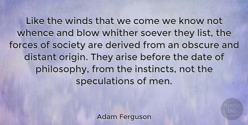 Adam Ferguson Quote About Arise, Blow, Date, Derived, Distant: Like The Winds That We...