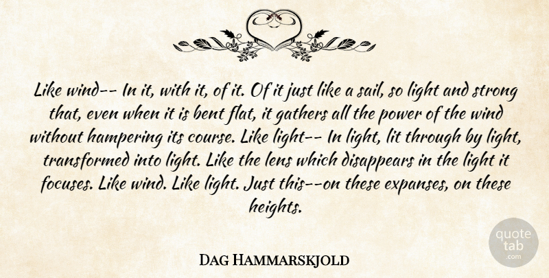 Dag Hammarskjold Quote About Strong, Light, Wind: Like Wind In It With...