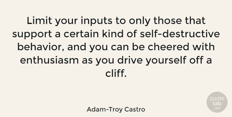 Adam-Troy Castro Quote About Certain, Drive, Enthusiasm, Inputs: Limit Your Inputs To Only...