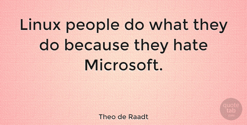 Theo de Raadt Quote About Hate, People, Microsoft: Linux People Do What They...