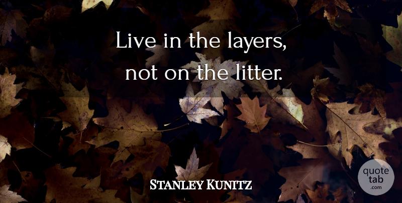 Stanley Kunitz Quote About Layers, Next Chapter: Live In The Layers Not...