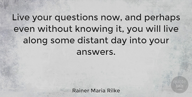 Rainer Maria Rilke Quote About Life, Knowing, Questions And Answers: Live Your Questions Now And...