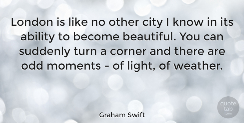 Graham Swift Quote About Beautiful, Cities, Weather: London Is Like No Other...
