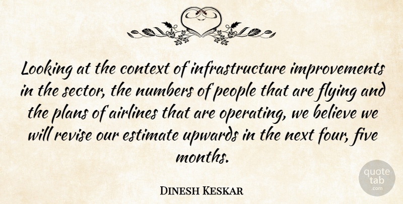 Dinesh Keskar Quote About Airlines, Believe, Context, Estimate, Five: Looking At The Context Of...