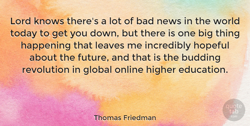 Thomas Friedman Quote About Bad, Budding, Education, Future, Global: Lord Knows Theres A Lot...