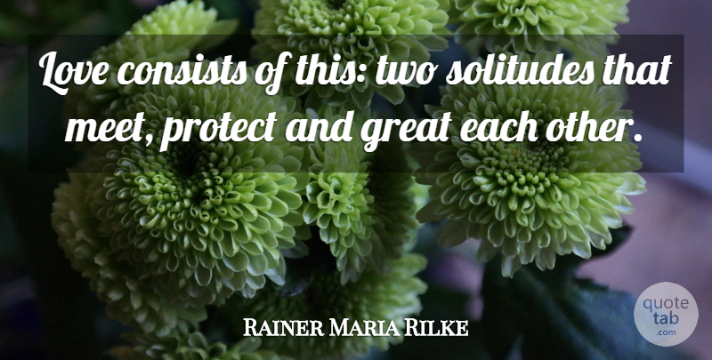Rainer Maria Rilke Quote About Falling In Love, Two, Solitude: Love Consists Of This Two...