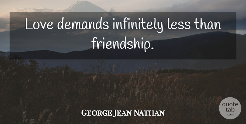 George Jean Nathan Quote About Love, Friendship, Relationship: Love Demands Infinitely Less Than...
