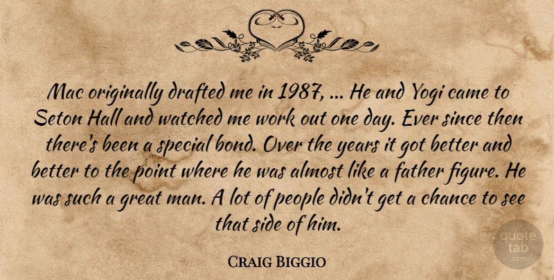 Craig Biggio Quote About Almost, Came, Chance, Drafted, Father: Mac Originally Drafted Me In...