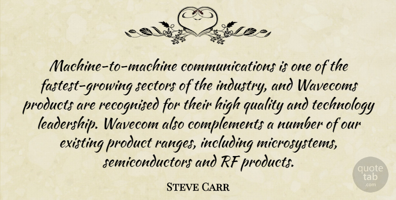 Steve Carr Quote About Existing, High, Including, Number, Products: Machine To Machine Communications Is...