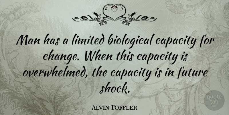 Alvin Toffler Quote About Change, Men, Overwhelmed: Man Has A Limited Biological...