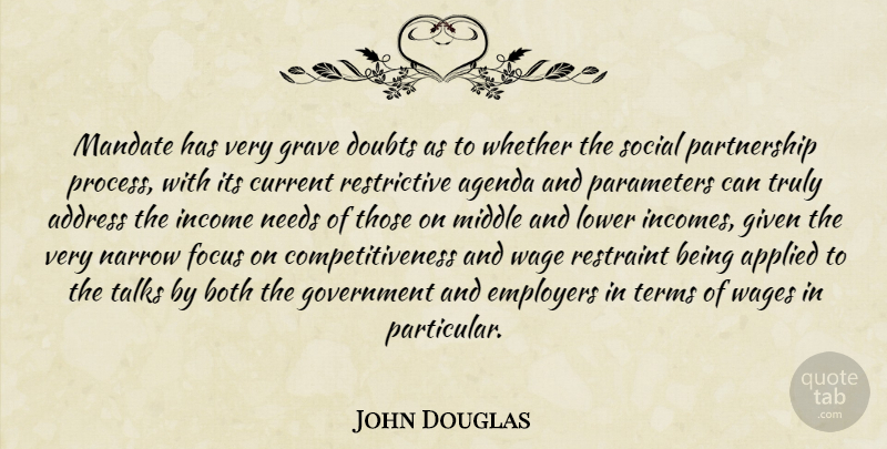 John Douglas Quote About Address, Agenda, Applied, Both, Current: Mandate Has Very Grave Doubts...
