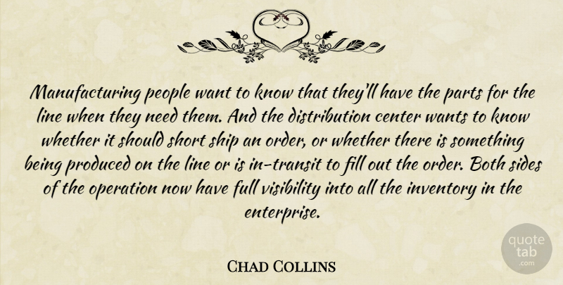 Chad Collins Quote About Both, Center, Fill, Full, Inventory: Manufacturing People Want To Know...