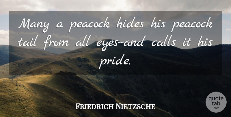Friedrich Nietzsche Quote About Eye, Pride, Tails: Many A Peacock Hides His...
