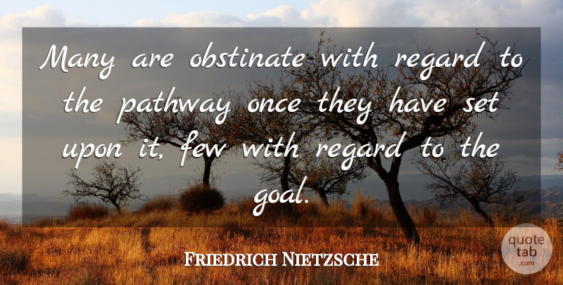 Friedrich Nietzsche Quote About Goal, Pathways, Obstinacy: Many Are Obstinate With Regard...