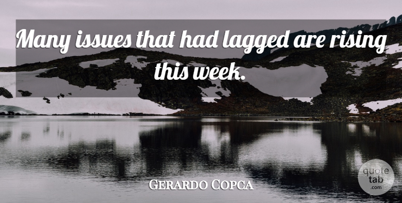 Gerardo Copca Quote About Issues, Rising: Many Issues That Had Lagged...