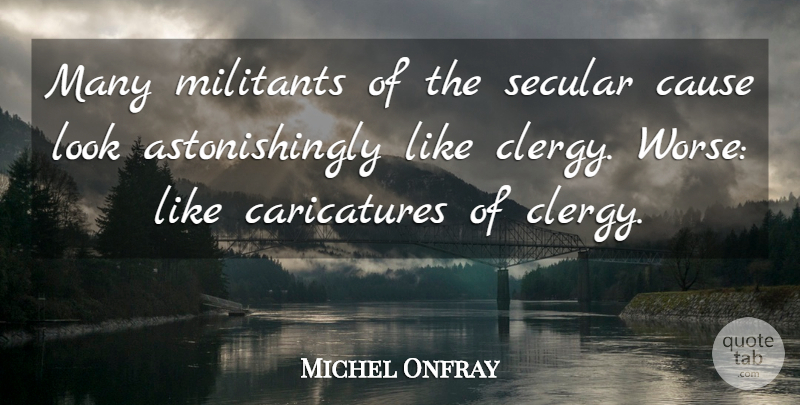 Michel Onfray Quote About Causes, Looks, Clergy: Many Militants Of The Secular...