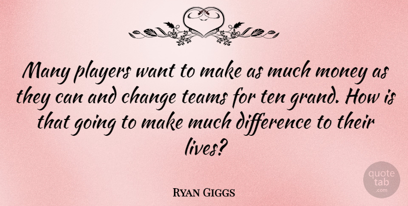 Ryan Giggs Quote About Team, Player, Differences: Many Players Want To Make...