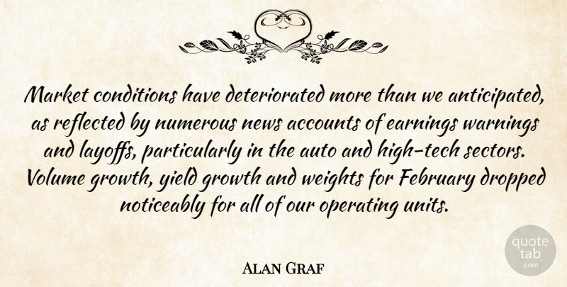Alan Graf Quote About Accounts, Auto, Conditions, Dropped, Earnings: Market Conditions Have Deteriorated More...