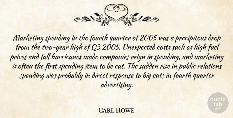Carl Howe Quote About Companies, Costs, Cuts, Direct, Drop: Marketing Spending In The Fourth...