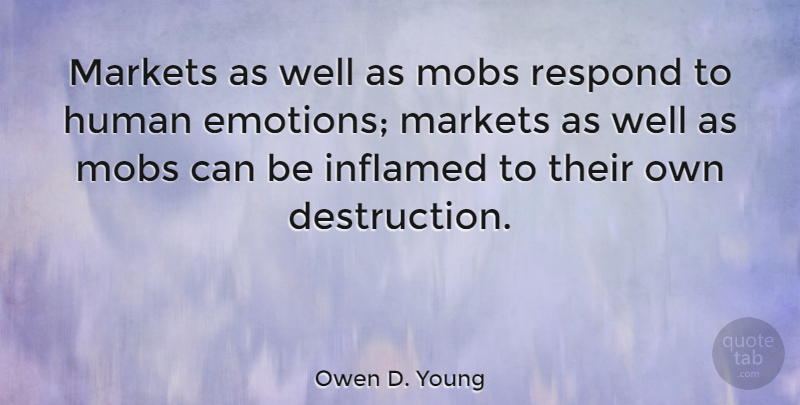 Owen D. Young Quote About Emotion, Destruction, Wells: Markets As Well As Mobs...