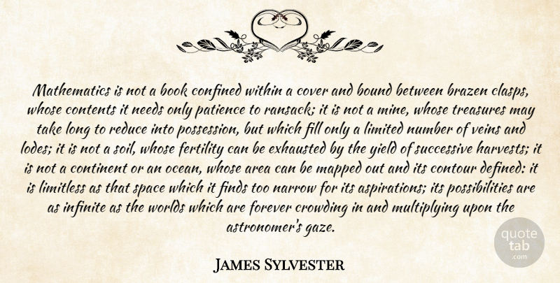 James Sylvester Quote About Area, Book, Bound, Confined, Contents: Mathematics Is Not A Book...