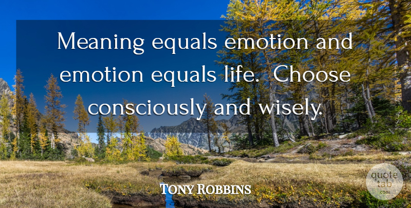 Tony Robbins Quote About Inspirational, Emotion: Meaning Equals Emotion And Emotion...