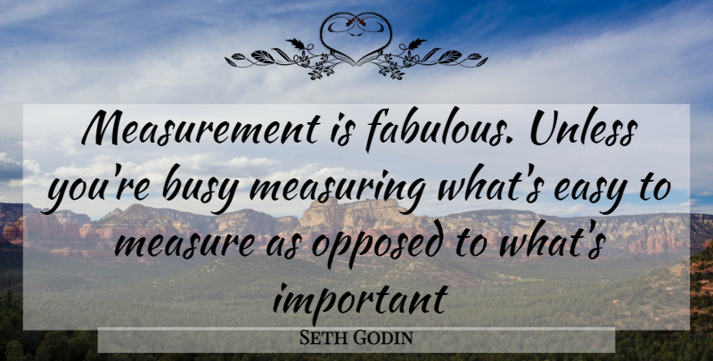 Seth Godin Quote About Important, Fabulous, Measurement: Measurement Is Fabulous Unless Youre...