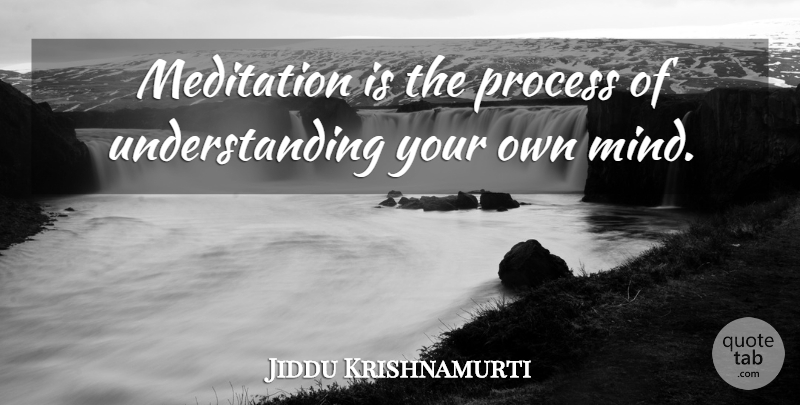 Jiddu Krishnamurti Quote About Spiritual, Meditation, Understanding: Meditation Is The Process Of...